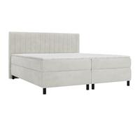 Vente-unique - Ensemble Complet boxspring tête de lit Coutures Verticales + sommier + Matelas + surmatelas - 2 x 80 x 200 cm - Velours - Gris Clair - DONISI de Palacio