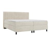Vente-unique - Ensemble Complet boxspring tête de lit Coutures Verticales + sommier + Matelas + surmatelas - 2 x 90 x 200 cm - Velours - Beige - DONISI de Palacio