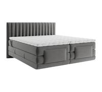 Vente-unique - Ensemble Complet boxspring tête de lit Coutures Verticales + sommiers Relaxation électrique + Matelas + surmatelas - 2 x 80 x 200 cm - Velours - Anthracite - DONISI de Palacio