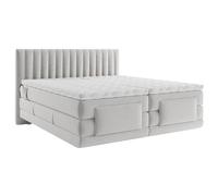 Vente-unique - Ensemble Complet boxspring tête de lit Coutures Verticales + sommiers Relaxation électrique + Matelas + surmatelas - 2 x 80 x 200 cm - Velours - Gris Clair - DONISI de Palacio