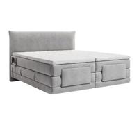 Ensemble complet boxspring tête de lit + sommiers relaxation électrique + matelas + surmatelas - 2 x 90 x 200 cm - Tissu - Gris clair - ZANORO de