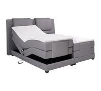 Ensemble complet boxspring tête de lit + sommiers relaxation électrique + matelas + surmatelas - 2 x 90 x 200 cm - Tissu - Gris clair - CASTEL II de
