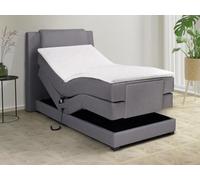 Vente-unique-Ensemble Complet boxspring tête de lit + sommiers Relaxation électrique + Matelas + surmatelas - 100 x 200 cm - Tissu - Gris Clair - Castel II de Palacio