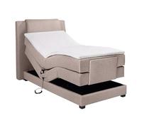 Vente-unique - Ensemble Complet boxspring tête de lit + sommiers Relaxation électrique + Matelas + surmatelas - 100 x 200 cm - Tissu - Beige - Castel II de Palacio
