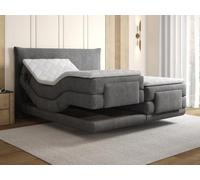 Ensemble complet boxspring tête de lit + sommiers relaxation électrique + matelas + surmatelas - 2 x 90 x 200 cm - Tissu - Anthracite - ZANORO de