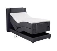 Ensemble complet boxspring tête de lit + sommiers relaxation électrique + matelas + surmatelas - 100 x 200 cm - Tissu - Anthracite -