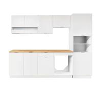 Vente-unique-Ensemble Cuisine complète + Colonne - Blanc et Naturel - CARMEO