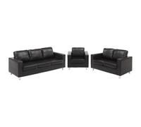 Vente-unique Ensemble de canapé 3+2+1 - Simili-Cuir - Noir - Ackley