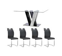 Vente-unique - Ensemble Table + 4 chaises - Coloris : Noir et Blanc - Winch