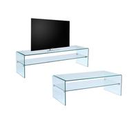 Vente-unique - Ensemble Table Basse + Meuble TV - Verre trempé - Séjour Design STILEOS