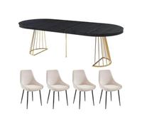 Vente-unique - Ensemble Table FIRELA + 4 chaises MASURIE - Noir et crème