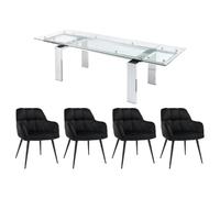 Vente-unique - Ensemble Table LUBANA + 4 chaises PEGA - Transparent et Noir