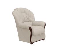Fauteuil 100% cuir de buffle ivoire DAPHNE