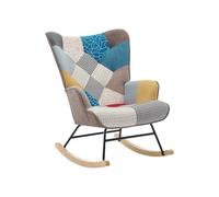 Vente-unique - Fauteuil à Bascule en Tissu chiné Patchwork Multicolore ELMINA II