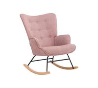 Vente-unique - Fauteuil à Bascule en Tissu chiné Rose ELMINA - Scandinave