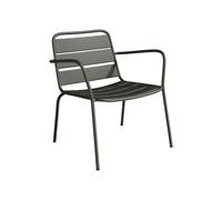 Vente-unique - Fauteuil Bas de Jardin empilable en métal - Gris Anthracite - MIRMANDE de MYLIA