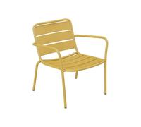 Vente-unique - Fauteuil Bas de Jardin empilable en métal - Jaune Moutarde - MIRMANDE de MYLIA