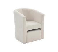 Vente-unique - Fauteuil Cabriolet et Pouf en Tissu Bouclette Blanc Jovana