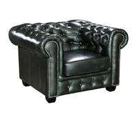 Vente-unique - Fauteuil Chesterfield Brenton 100% Cuir de Buffle - Vert Empire