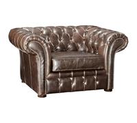 Fauteuil chesterfield - VENTE-UNIQUE - CLOTAIRE - Cuir vieilli - Marron - 2 places