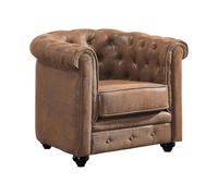 Fauteuil CHESTERFIELD en microfibre aspect cuir vieilli