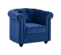 Fauteuil CHESTERFIELD - Velours bleu roi