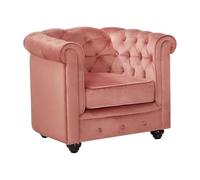 Fauteuil en velours CHESTERFIELD - Rose pastel