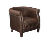 Fauteuil club en cuir vieilli - VENTE-UNIQUE - ENGUERRAND - Marron - Vintage - 1 place - Intérieur