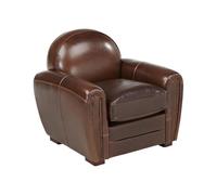 Fauteuil club en cuir vieilli BAUDOIN - Chocolat