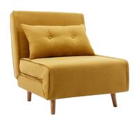 Fauteuil convertible en tissu jaune moutarde URIBIA