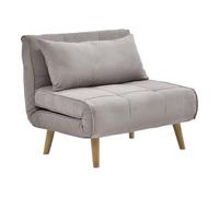 Vente-unique - Fauteuil Convertible en Tissu Taupe CHILA - Scandinave
