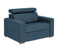 Vente-unique - Fauteuil Convertible Express en Tissu Bleu - Couchage 70 cm - Matelas 18 cm - Appuie-tête