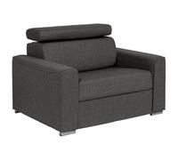 Vente-unique - Fauteuil Convertible Express en Tissu Gris - Couchage 70 cm - Matelas 14 cm Vizir - Appuie-tête