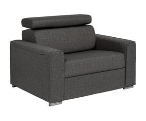 Vente-unique - Fauteuil Convertible Express en Tissu Gris - Couchage 70 cm - Matelas 18 cm - Appuie-tête