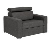 Vente-unique - Fauteuil Convertible Express en Tissu Gris - Couchage à Lattes Larges 70 cm - Matelas 18 cm - Appuie-tête