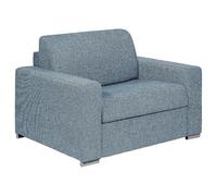 Vente-unique - Fauteuil Convertible Express en Tissu texturé Bleu - Couchage à Lattes Larges 70 cm - Matelas 18 cm - CALITO