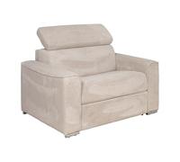 Vente-unique - Fauteuil Convertible Express en Velours côtelé Beige - Couchage à Lattes Larges 70 cm - Matelas 18 cm - Appuie-tête