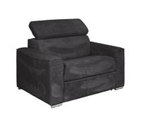 Vente-unique - Fauteuil Convertible Express en Velours côtelé Gris - Couchage 70 cm - Matelas 14 cm - - Appuie-tête