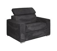 Vente-unique - Fauteuil Convertible Express en Velours côtelé Gris - Couchage à Lattes Larges 70 cm - Matelas 18 cm - Appuie-tête