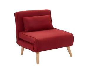 Vente-unique - Fauteuil Convertible POSIO en Tissu - Rouge - Scandinave