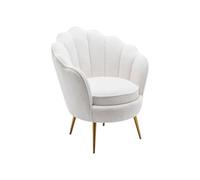 Vente-unique - Fauteuil Coquillage en Tissu Bouclette Blanc LALEA