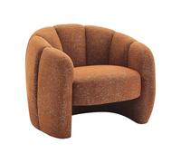 Fauteuil coquillage en tissu chenille terracotta DELIPO