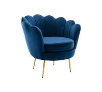 Vente-unique - Fauteuil Coquillage en Velours Bleu Nuit Dandelion