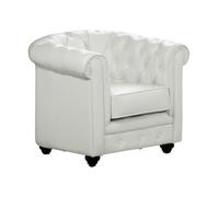 Vente-unique - Fauteuil en Simili Chesterfield - Blanc