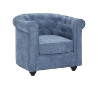 Vente-unique - Fauteuil en Tissu Bleu Chesterfield