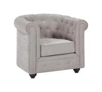 Vente-unique - Fauteuil en Tissu Gris Chesterfield