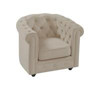 Fauteuil en velours beige CHESTERFIELD