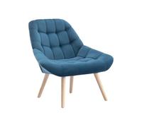 Vente-unique - Fauteuil en Velours Bleu Canard LUOSTO - Scandinave
