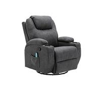 Vente-unique - Fauteuil massant Silvano en Tissu - Gris - Appuie-tête, Inclinable