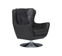 Vente-unique - Fauteuil pivotant en Cuir de Buffle Noir ANABA